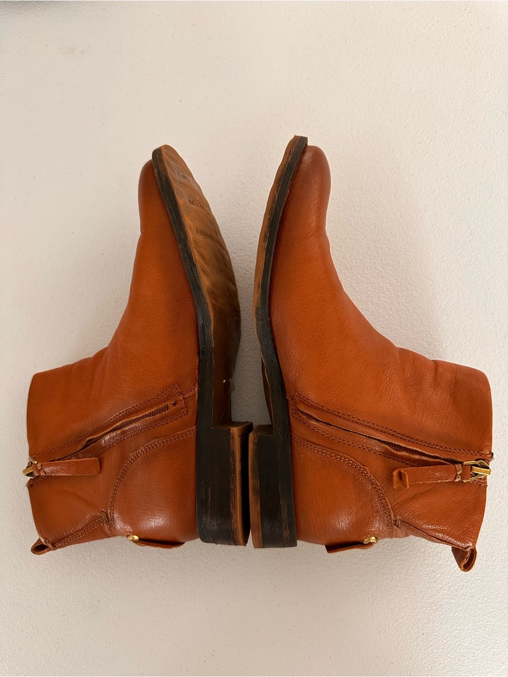 Franco Sarto Women's Leather Ankle Boots - Cognac Brown